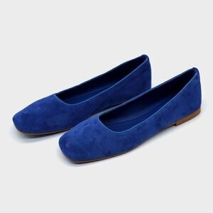 NUR Italy Handmade NEW Giuliano Blue Suede Ballerina Flat. Size 7.